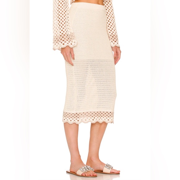 Size M | LPA Lanita Crochet Midi Skirt in Ivory & Nude - Picture 3 of 7